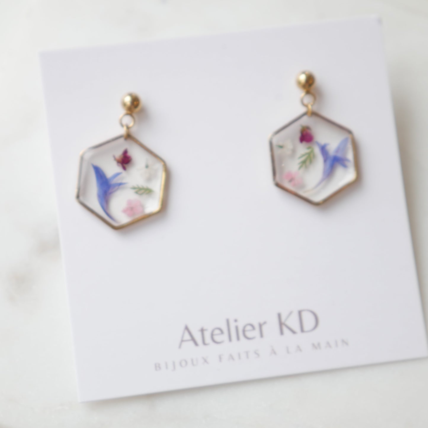 Boucles d'oreilles Maia - hexa (moyen 15mm)