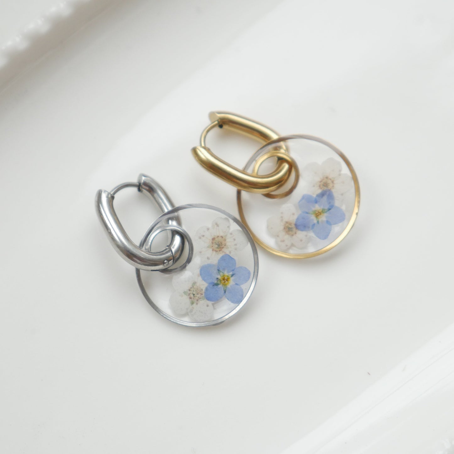 Boucles d'oreilles Thalia myosotis - rond 20mm