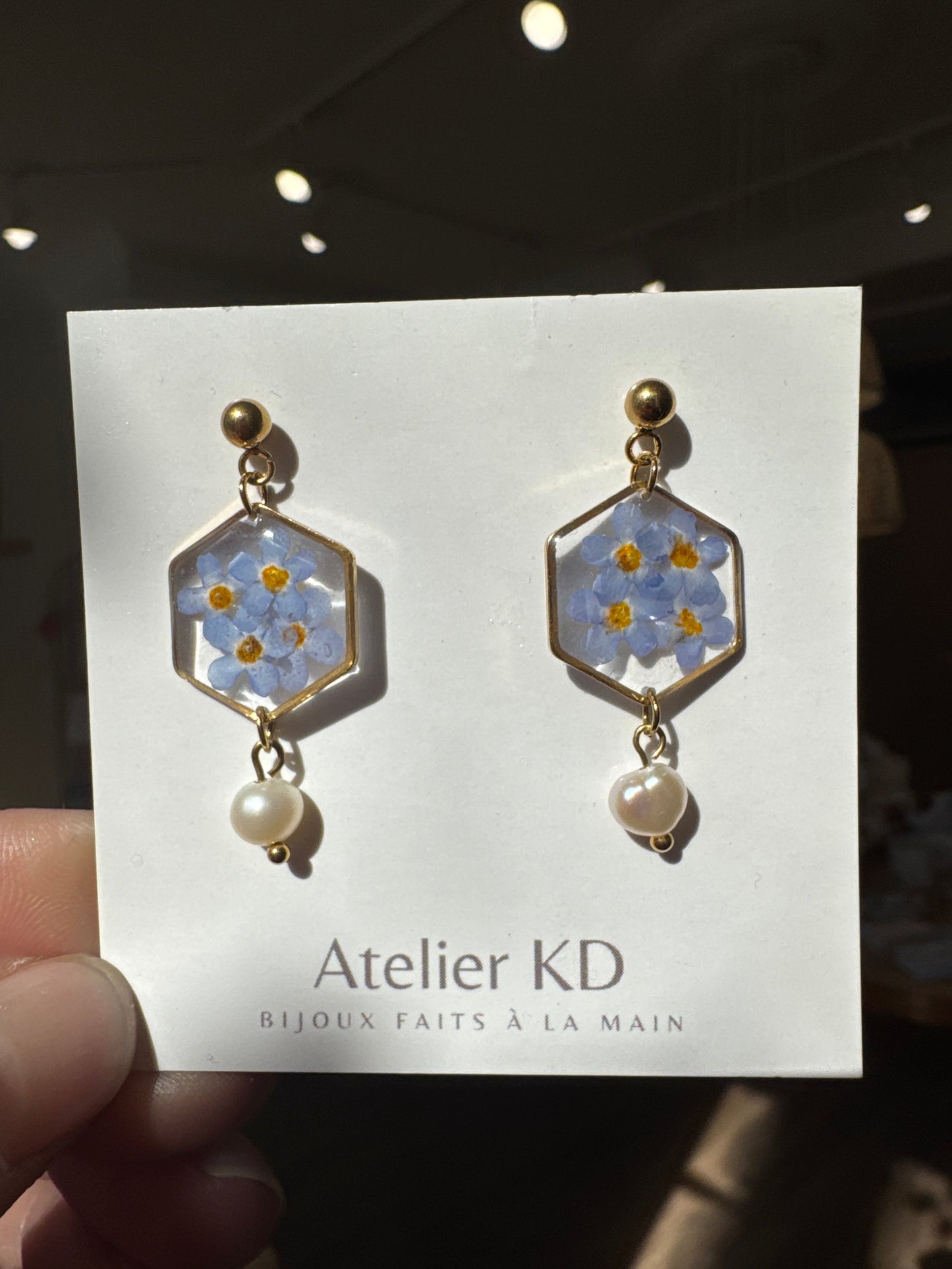 Boucles d'oreilles Perla myosotis - Hexa