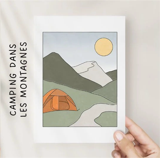 Illustrations 8x10 - Camping dans les montagnes