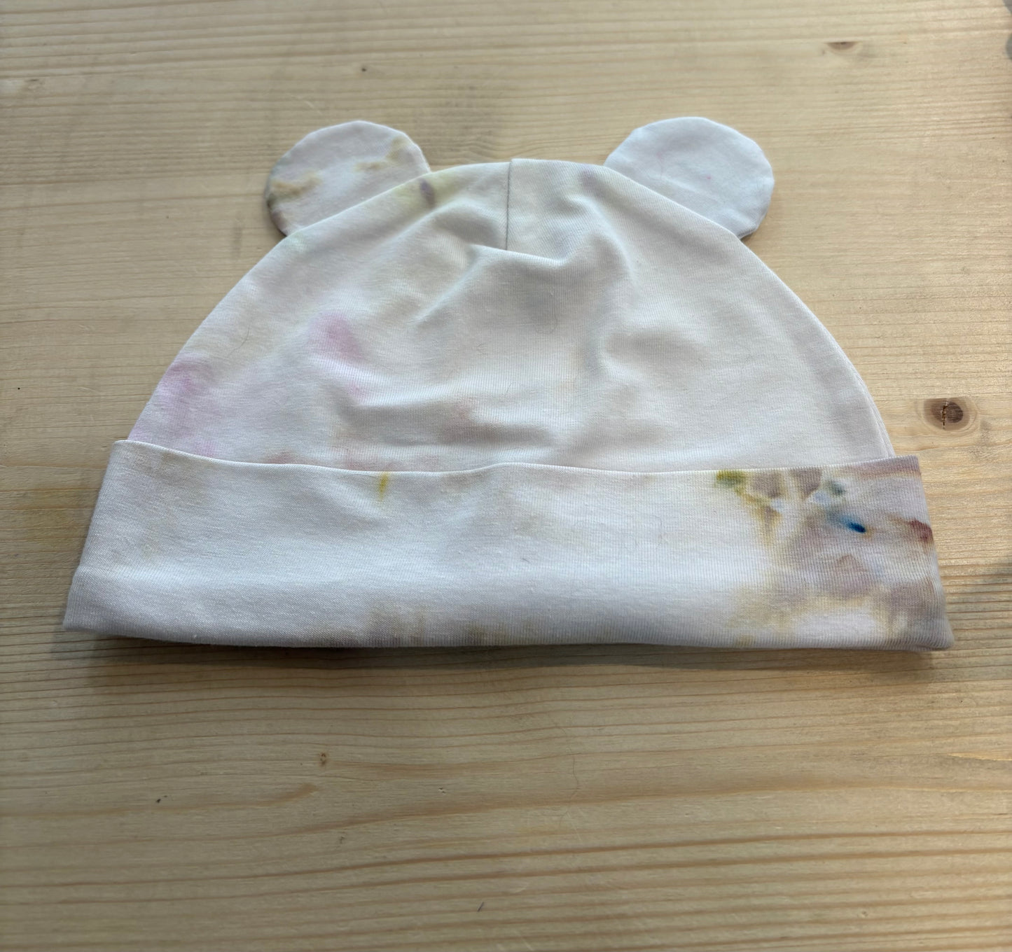 Bonnet à oreilles - Ice-dye Blanc Aquarelle