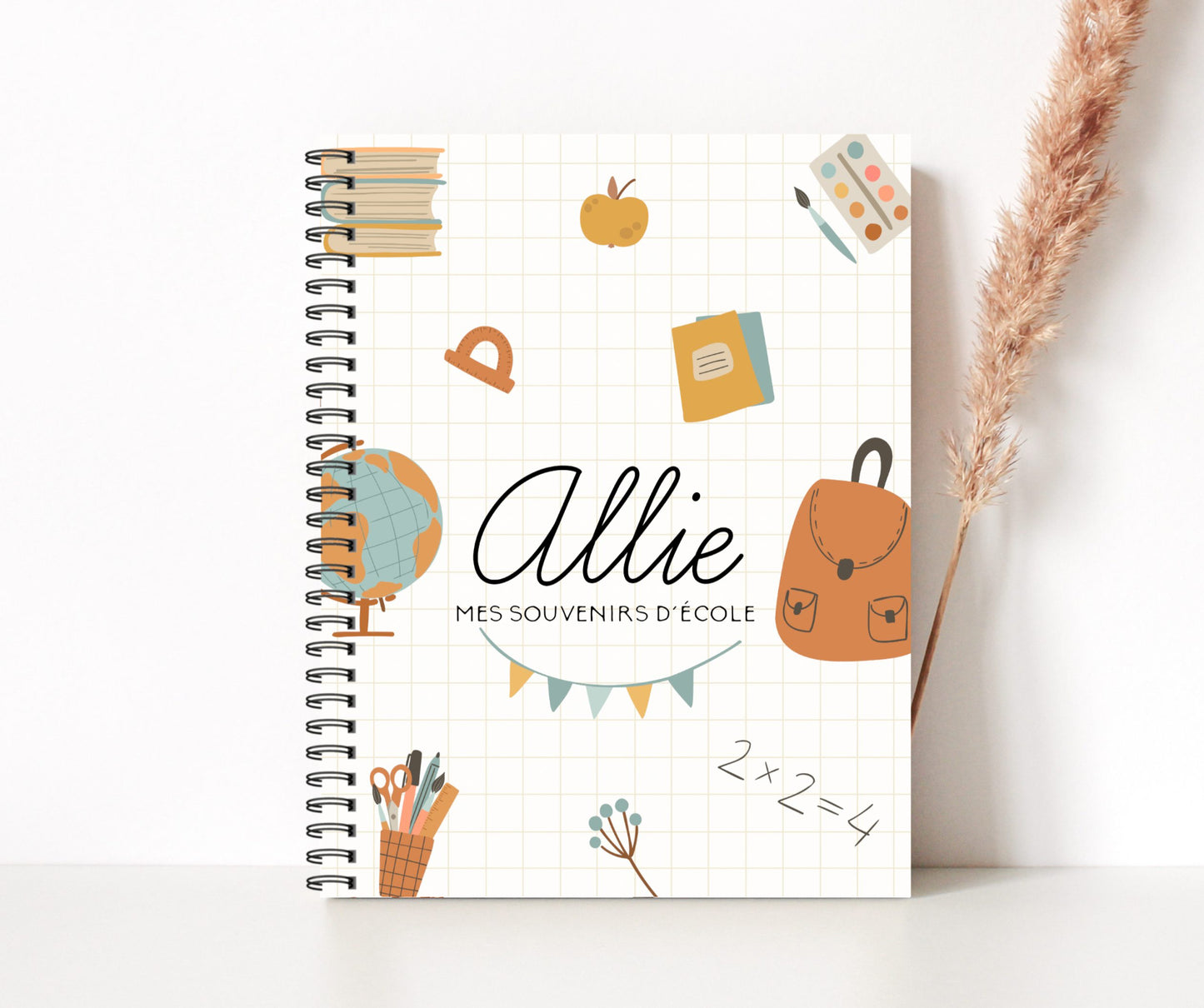 Livre souvenirs d’école - Tons de beige, brun et bleu