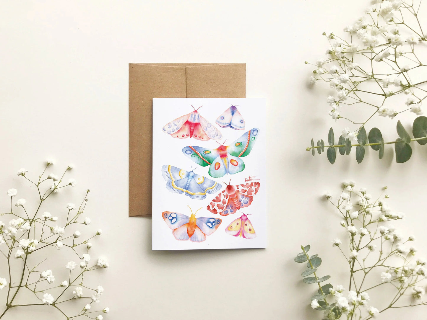 Carte de souhait - Papillons colorés