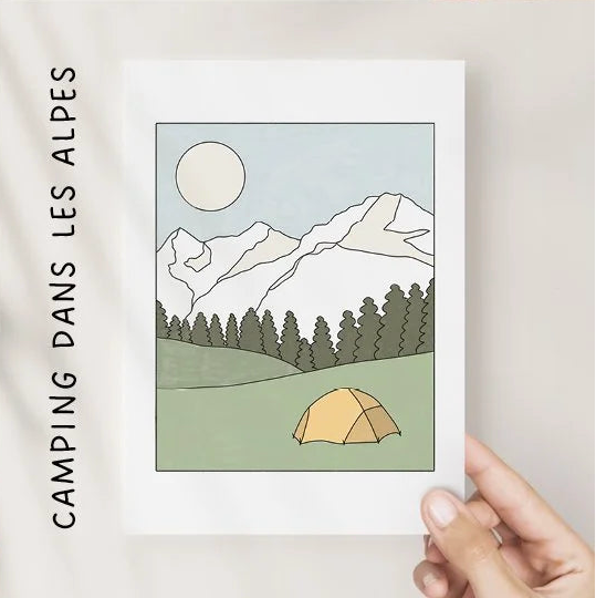 Cartes de voeux Anniversaire - Camping dans les Alpes