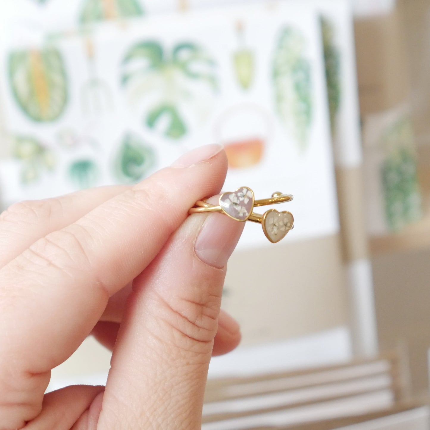 Bague automne - mini coeur (ajustable)