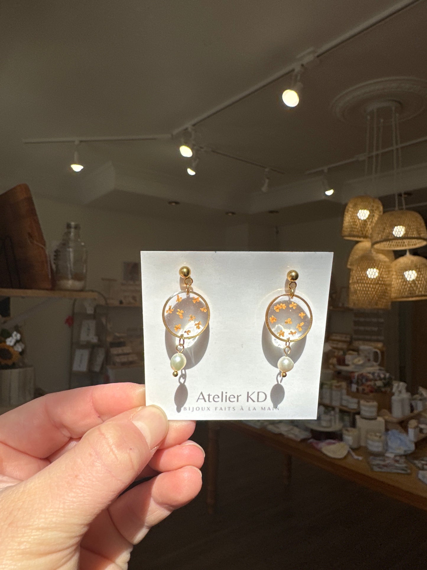 Boucles d’oreilles Perla - Estelle orange - rond (moyen)