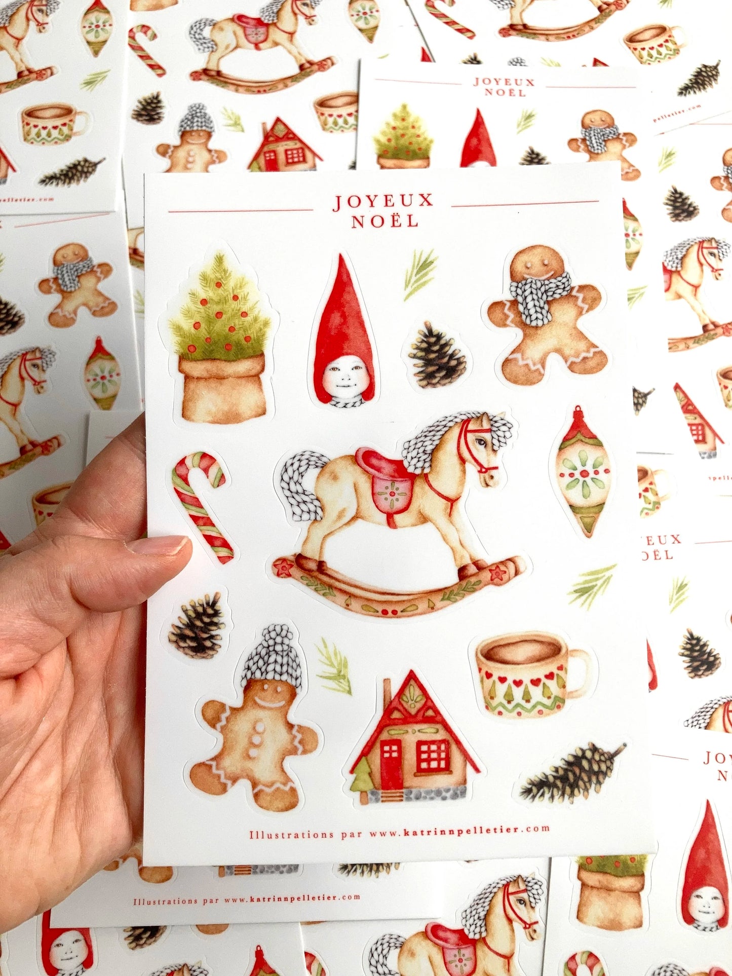 Feuille d’autocollants illustrés - Joyeux Noël