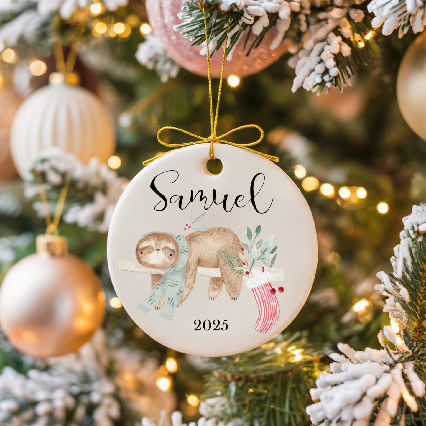 Ornement de Noël non personnalisé – Paresseux de Noël