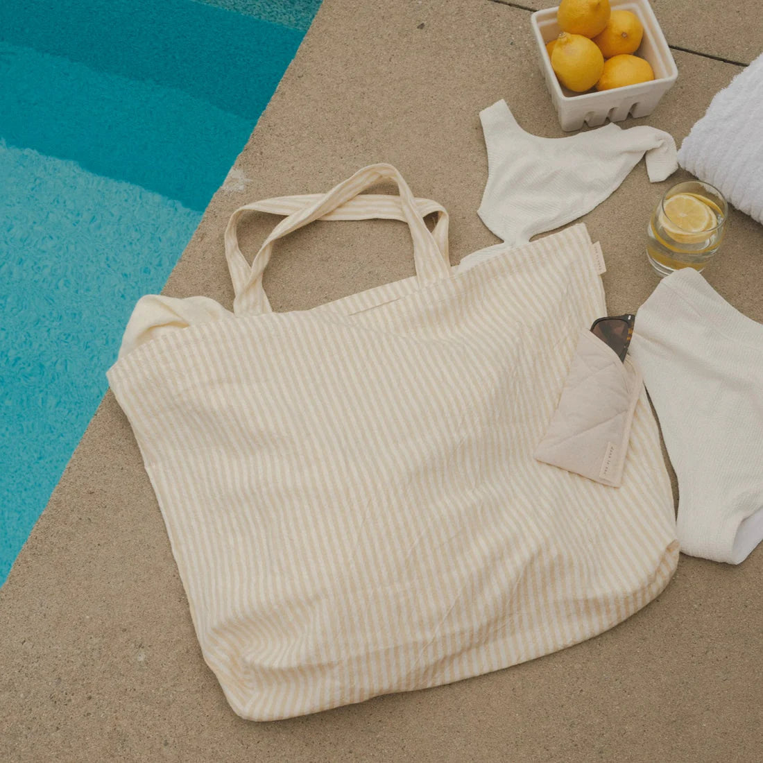 Sac fourre-tout de plage rayé en coton biologique