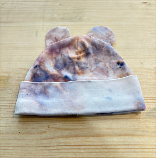Bonnet à oreilles - Ice-dye Mauve fumé
