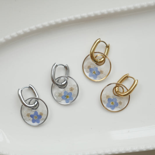 Boucles d'oreilles Thalia myosotis - rond 20mm