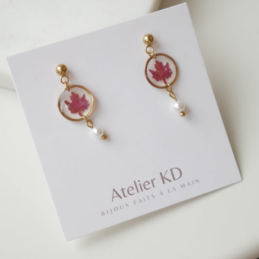 Boucles d'oreilles Erable perla- hexa (petit 12mm)