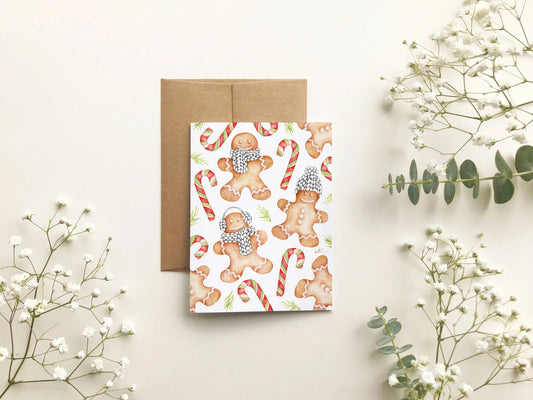 Carte de souhait - Biscuit de pain d'épices et cannes de bonbon