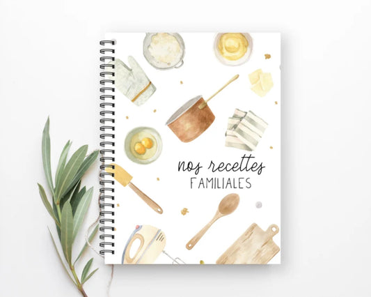 Livre de recette familiales rigide – Ustensiles et pois dorés