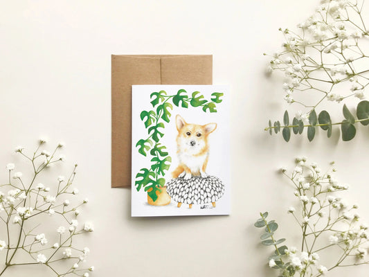 Carte de souhait - Chien corgi