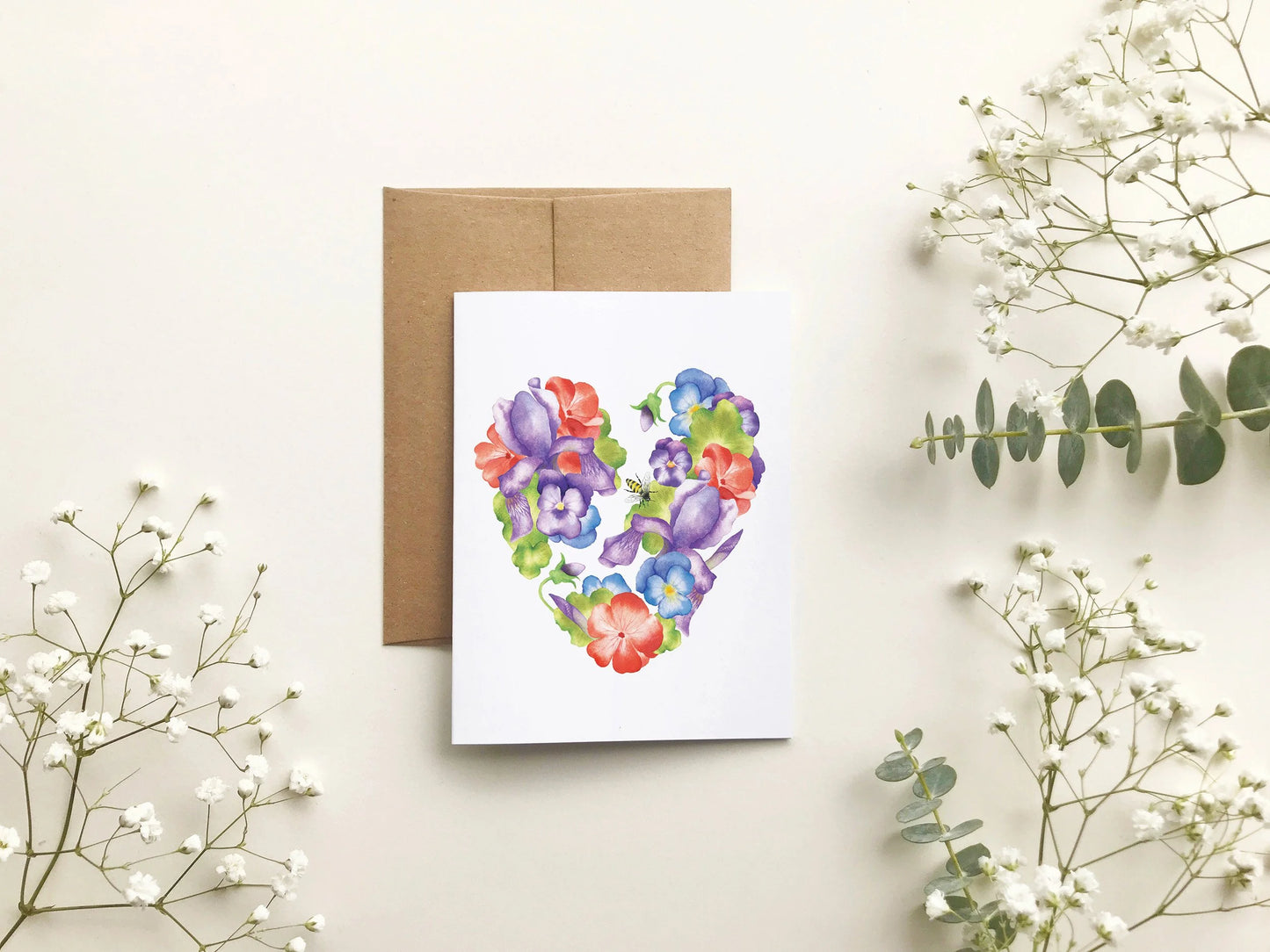 Carte de souhait - Cœur de fleurs