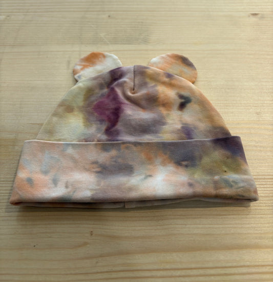 Bonnet à oreilles - Ice-dye Ocre rosé nuancé