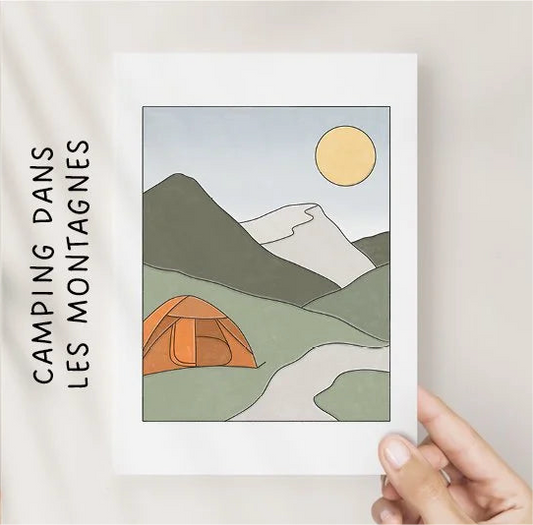 Illustrations 8x10 - Camping dans les montagnes