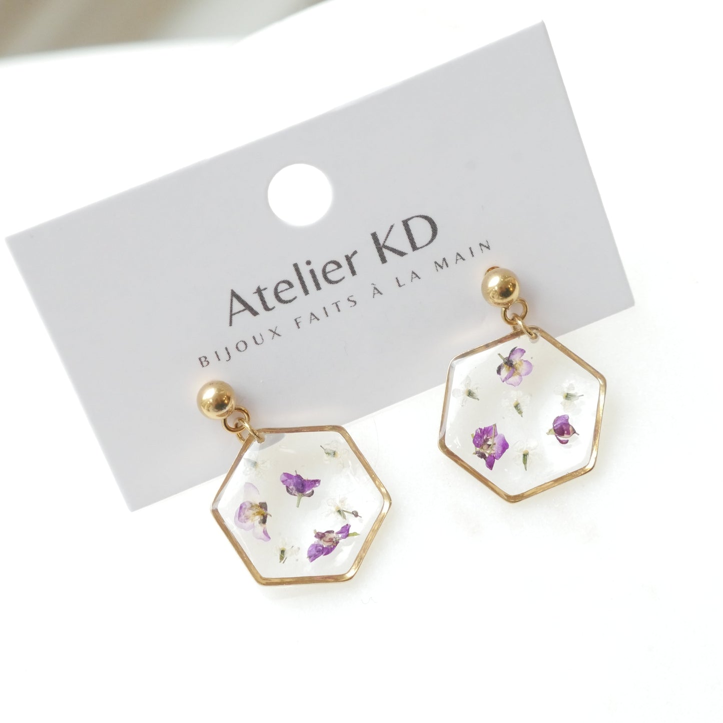 Boucles d'oreilles les violettes de Léa- hexa (moyen 15mm)
