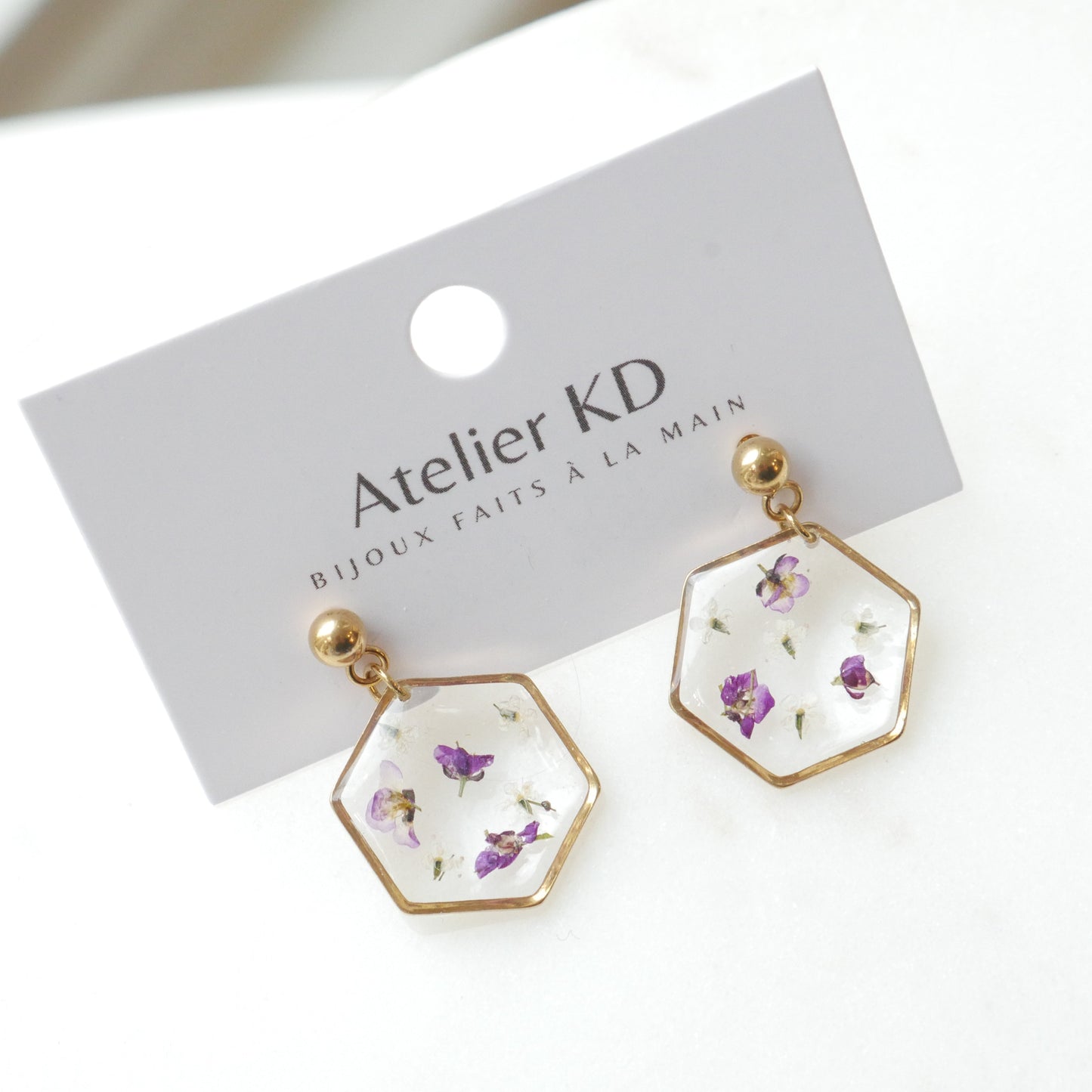 Boucles d'oreilles les violettes de Léa- hexa (moyen 15mm)