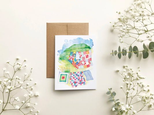 Carte de souhait - Corde à linge