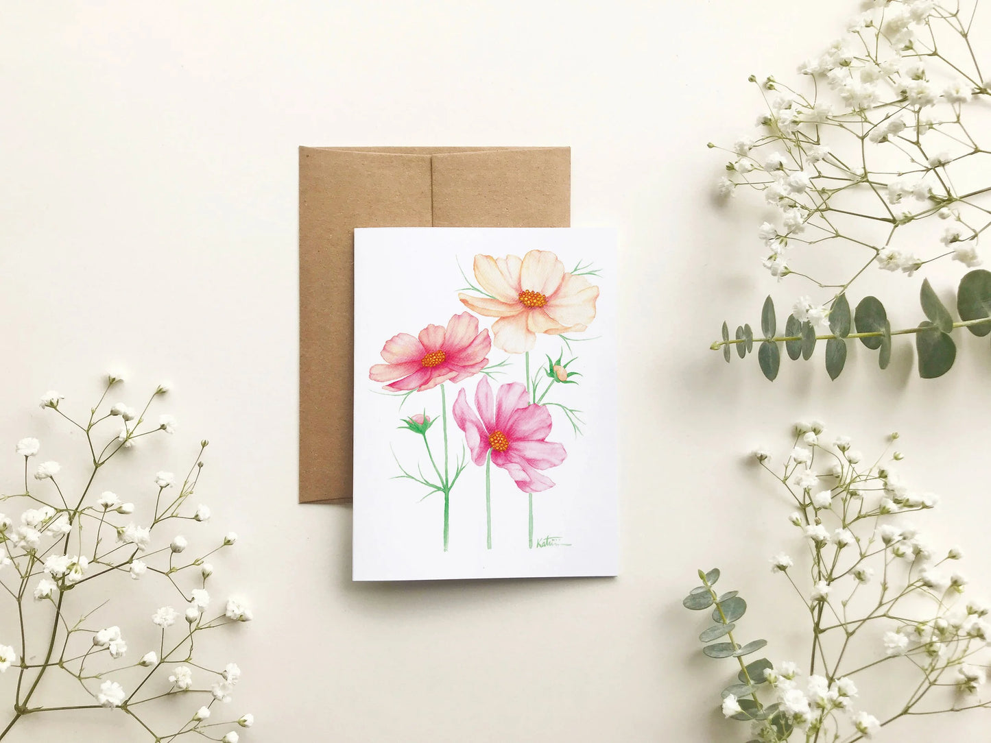 Carte de souhait - Fleurs de cosmos