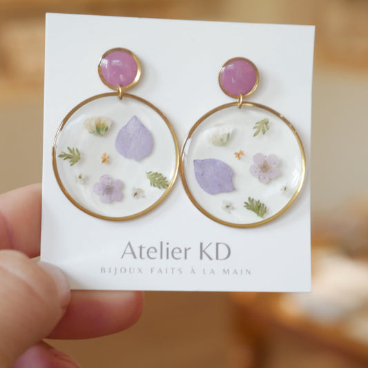 Boucles d'oreilles trio de fleurs - Léa - 35mm