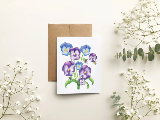 Carte de souhait - Fleurs de Pensées