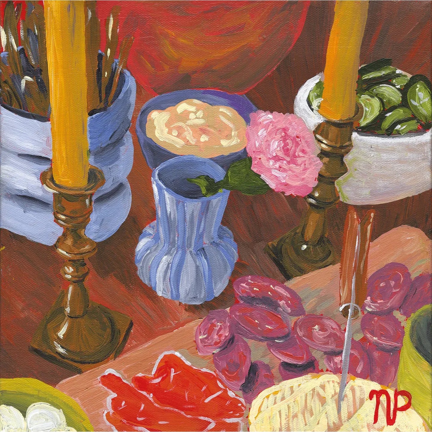 Reproduction "Girl dinner" 5x5"