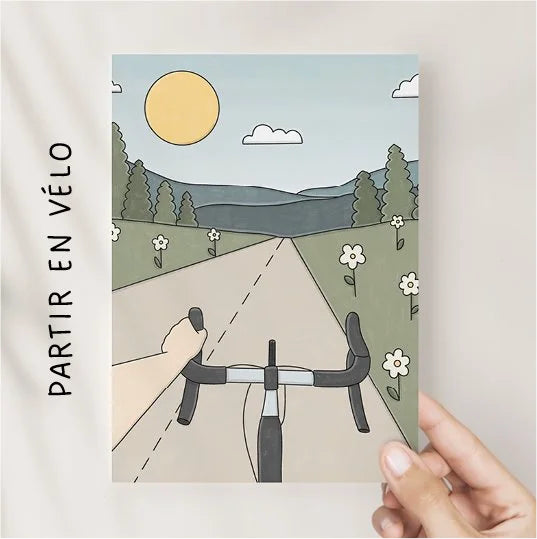 Cartes de voeux - Partir en vélo