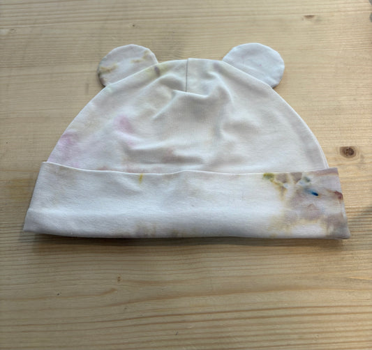 Bonnet à oreilles - Ice-dye Blanc Aquarelle