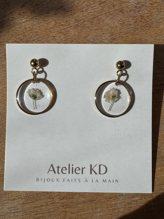 Boucles d'oreilles Gigi blanc - rond (moyen 16mm)