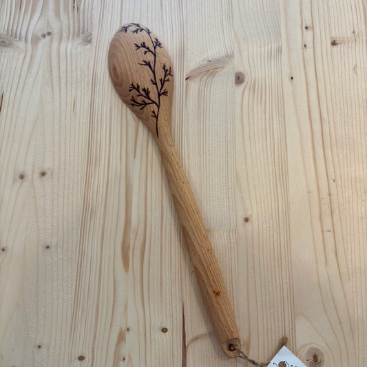Cuillère en bois à bout rond pyrogravée à la main – Branche
