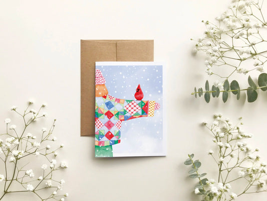 Carte de souhait - Cardinal enneigé