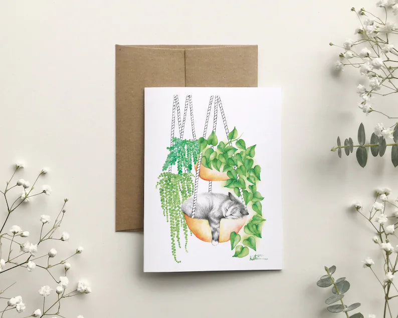 Carte de souhait - Chat qui dort