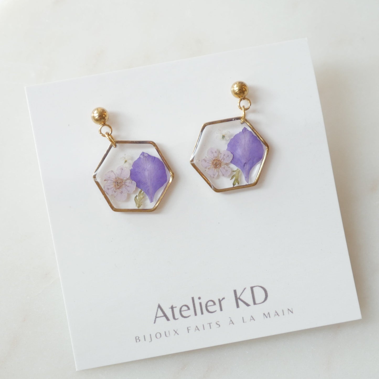 Boucles d'oreilles Léa- hexa (moyen 15mm)