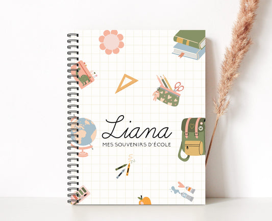 Livre souvenirs d’école - Tons de rose, vert et jaune