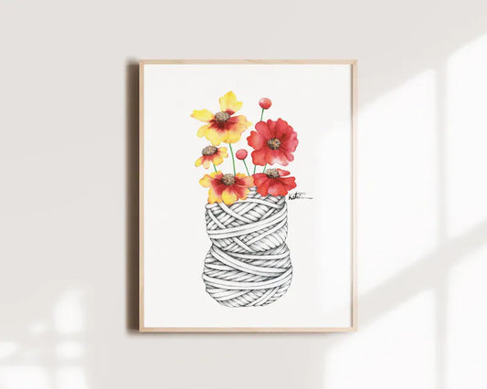 Affiche - Florale laine tricot