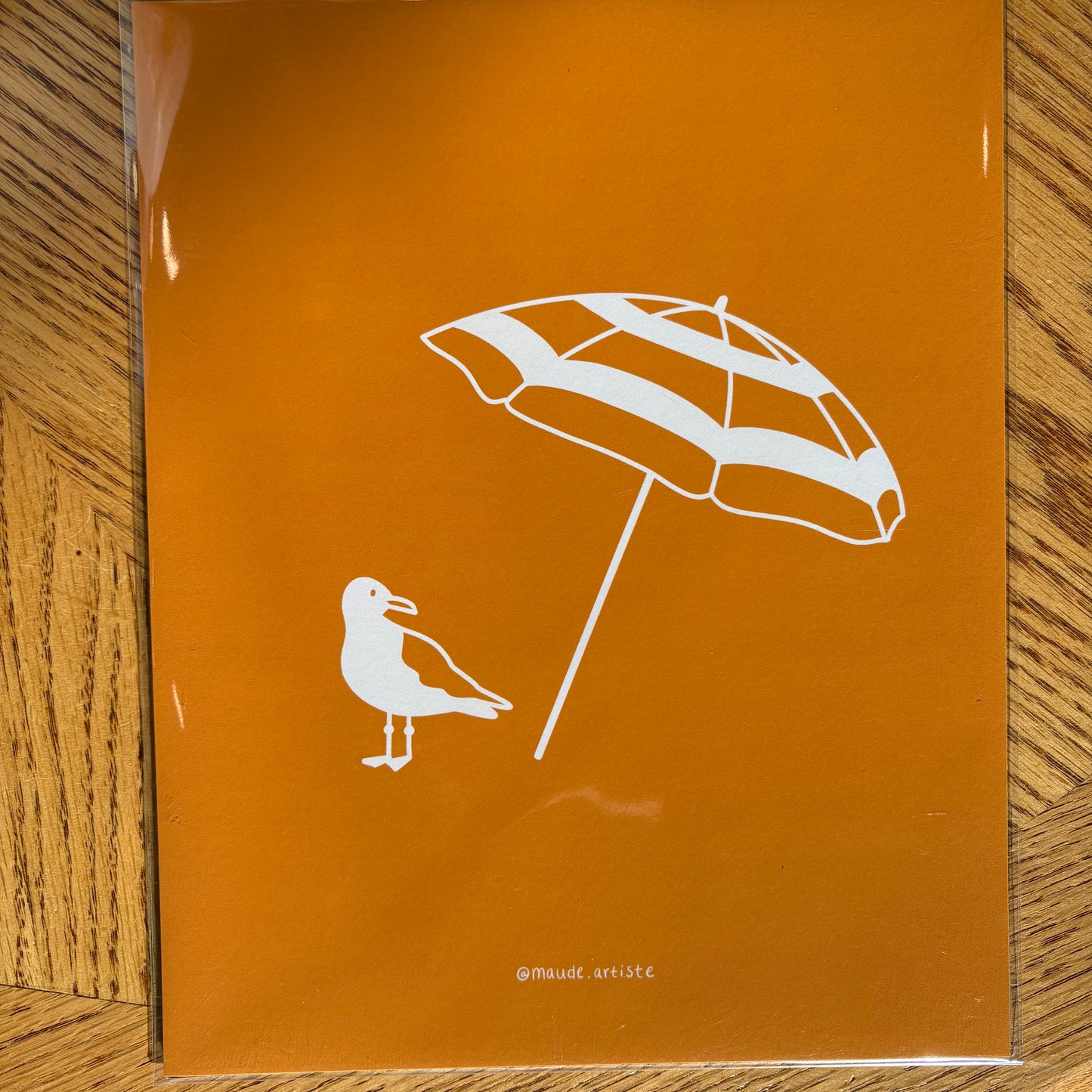 Affiche d'illustration 8x10 - Goéland sous parasol