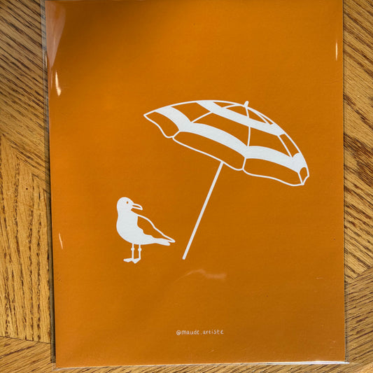 Affiche d'illustration 8x10 - Goéland sous parasol