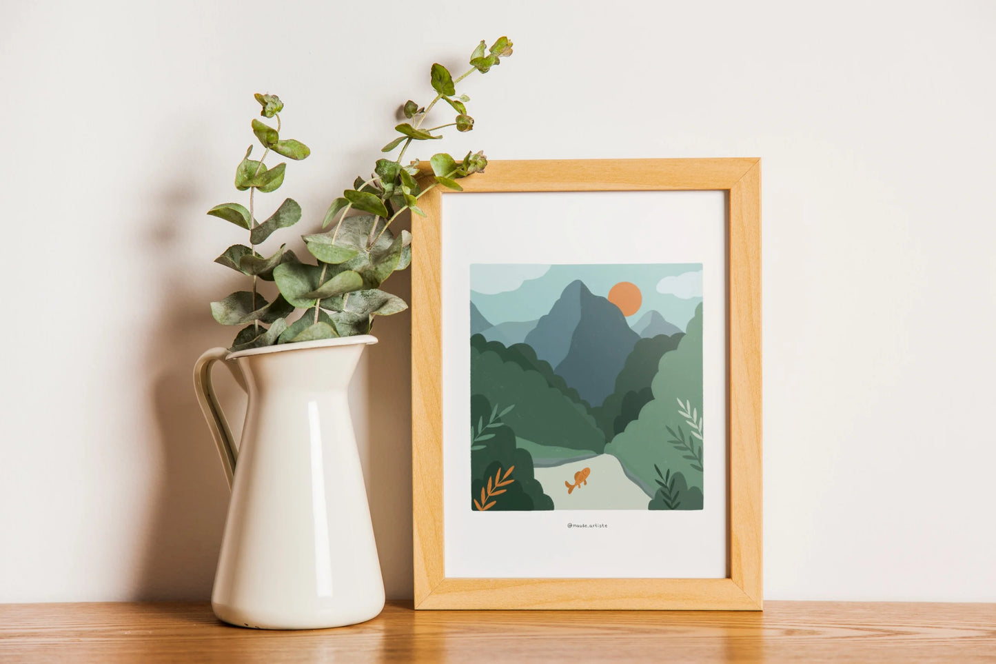 Affiche d'illustration 8x10 - Paysage de montagne