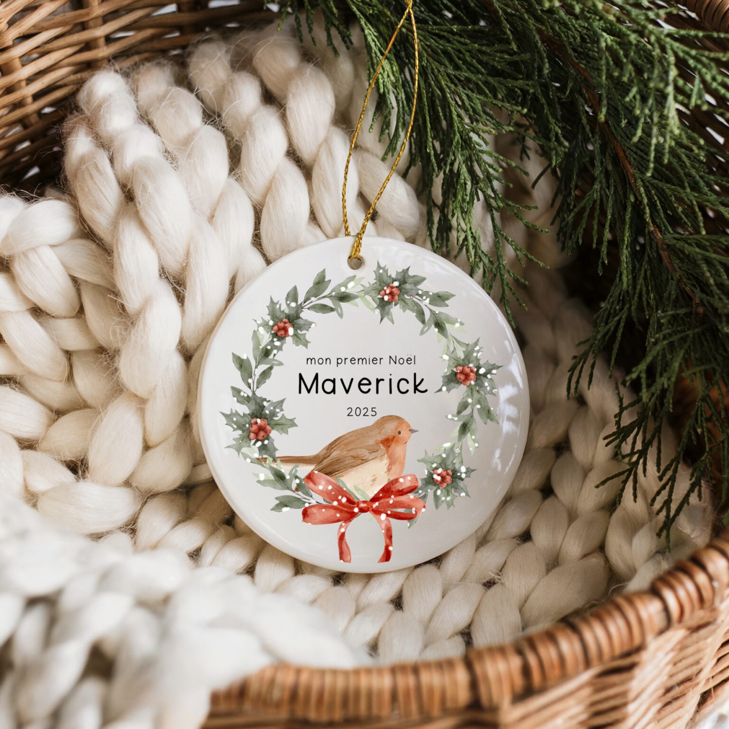 Ornement de Noël non personnalisé – Petit merle