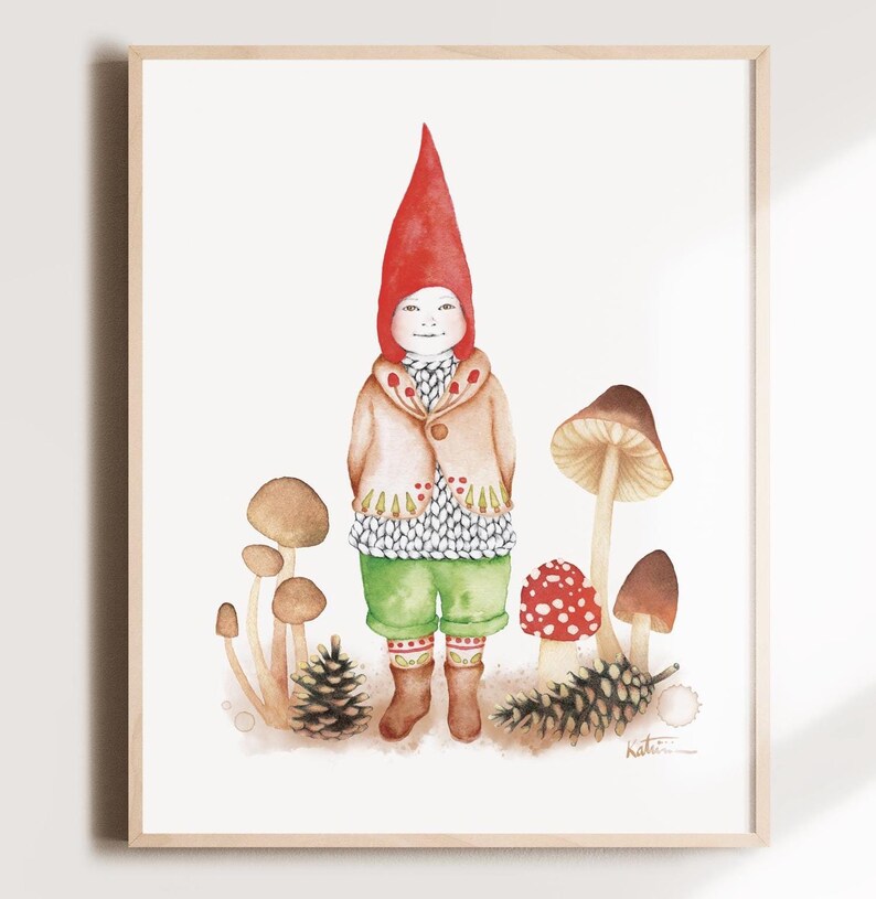 Affiche - Lutin enchanteur et champignons