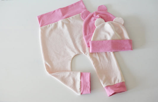 Bonnet à oreilles - Rose 2 tons