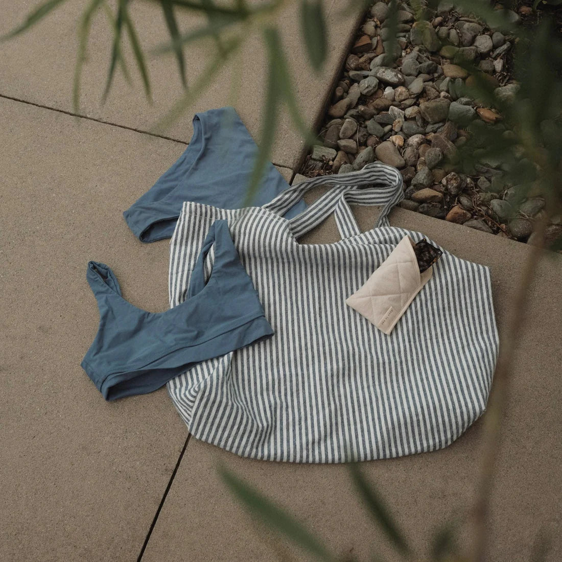 Sac fourre-tout de plage rayé en coton biologique